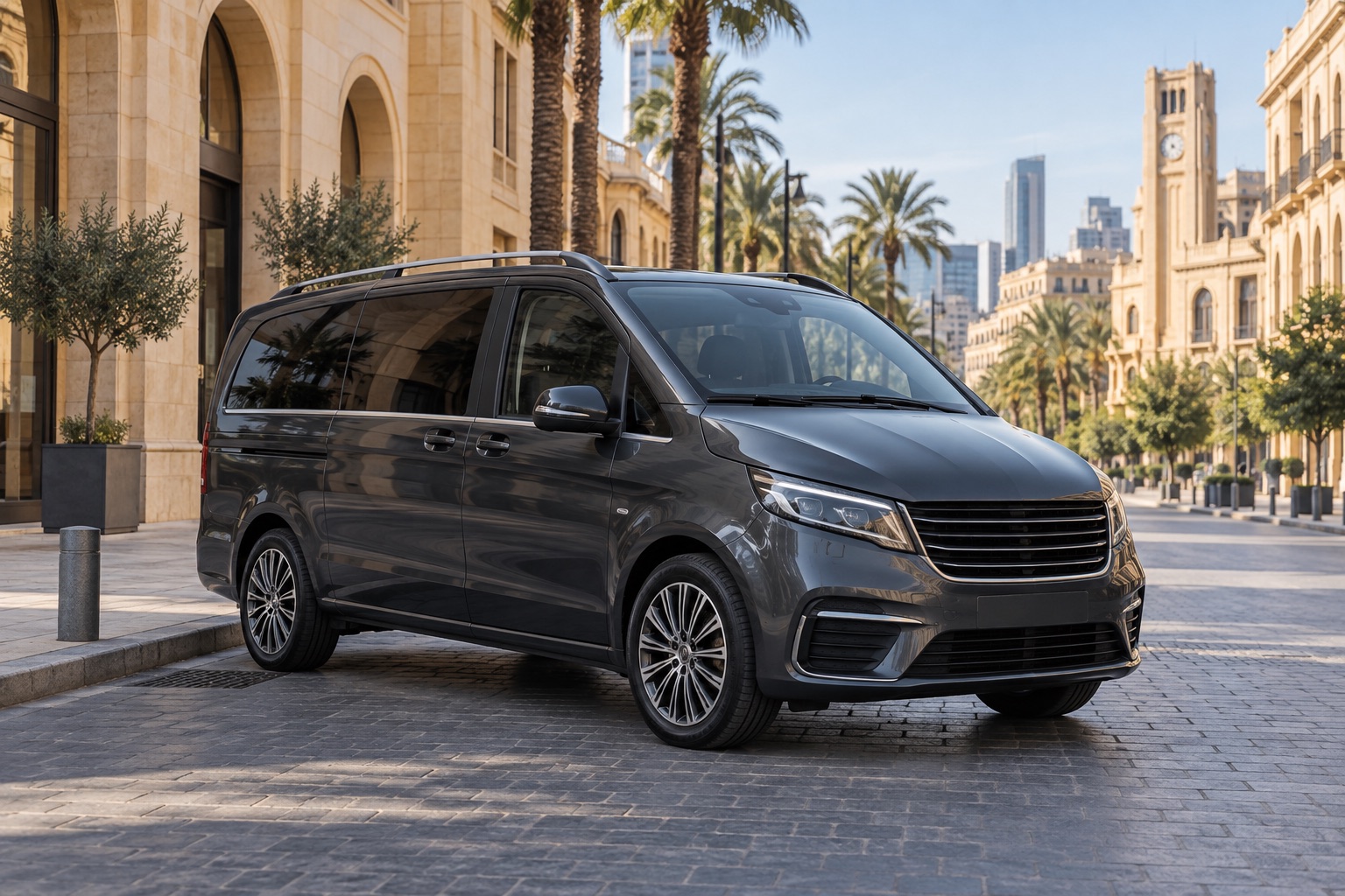 Car Rental 5 A corporate passenger van parked in Downtown Beirut